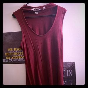 Sleeveless Maroon Top
